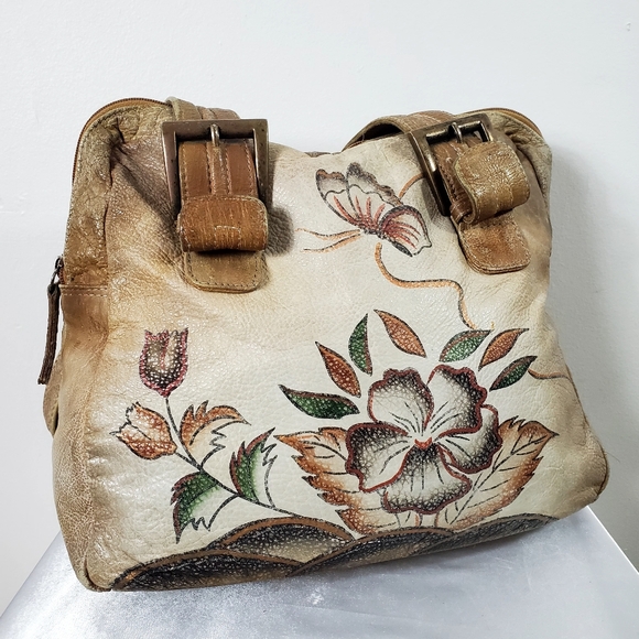 Vintage Floral Embroidered Tote Bag - Cream and Brown - Picture 5 of 13